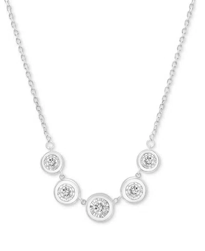 Macy's Diamond Bezel Five Stone Adjustable 18" Collar Necklace (1/2 Ct. T.w.) In Sterling Silver Or 14k Gol