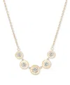 Macy's Diamond Bezel Five Stone Adjustable 18" Collar Necklace (1/2 Ct. T.w.) In Sterling Silver Or 14k Gol In Gold-plated Sterling Silver