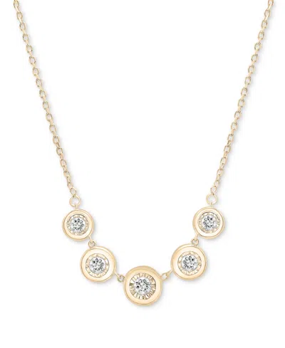 Macy's Diamond Bezel Five Stone Adjustable 18" Collar Necklace (1/2 Ct. T.w.) In Sterling Silver Or 14k Gol In Gold-plated Sterling Silver