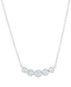 Macy's Diamond Bezel Graduated Bar Necklace (1-1/5 Ct. T.w.) In 14k White Or Yellow Gold, 16" + 2" Extender In White Gold