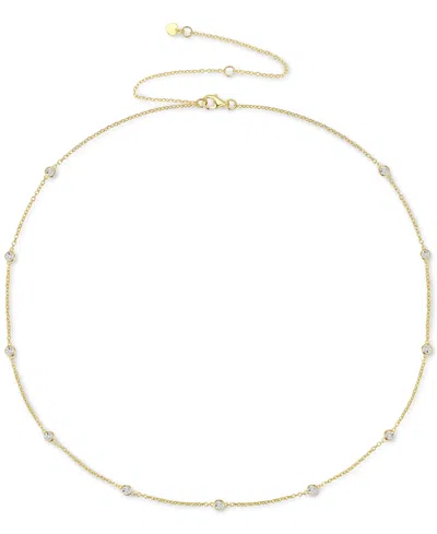 Macy's Diamond Bezel Necklace (1/10 Ct. T.w.) In Sterling Silver, 14k Gold-plated Sterling Silver Or 14k Ro