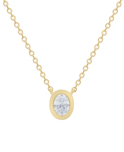 Macy's Diamond Bezel Oval Pendant 18" Necklace (1/5 Ct. T.w.) In 14k Gold In Yellow Gold