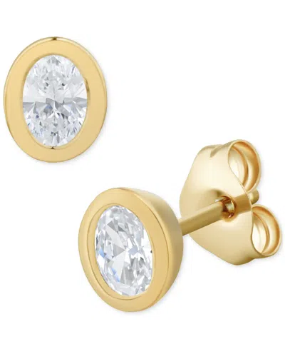 Macy's Diamond Bezel Oval Stud Earrings (3/8 Ct. T.w.) In 14k Gold In Yellow Gold