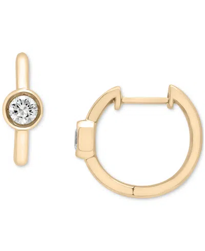 Macy's Diamond Bezel Polished Hoop Earrings (1/3 Ct. Tw) In 10k Gold, Created For  In Yellow Gold