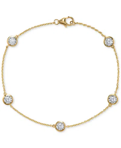 Macy's Diamond Bezel-set Cable Link Chain Bracelet (1/2 Ct. T.w.) In 14k Gold In Yellow Gold