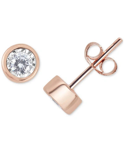 Macy's Diamond Bezel-set Stud Earrings (1/4 Ct. T.w.) In 14k Gold In Rose Gold