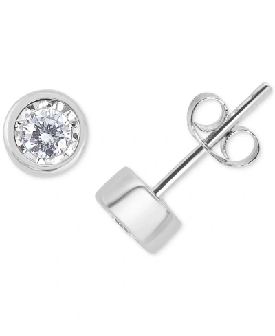Macy's Diamond Bezel-set Stud Earrings (1/4 Ct. T.w.) In 14k Gold In White Gold