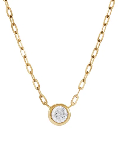 Macy's Diamond Bezel Solitaire Pendant Necklace (1/4 Ct. T.w.) In 14k Gold, 16" + 2" Extender In Yellow Gold