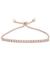 Macy's Diamond Bolo Bracelet (1 Ct. T.w.) In Sterling Silver In Rose Gold,silver
