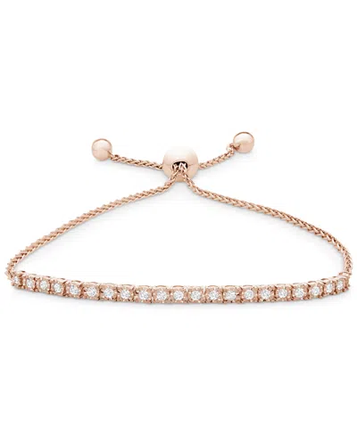 Macy's Diamond Bolo Bracelet (1 Ct. T.w.) In Sterling Silver In Rose Gold,silver