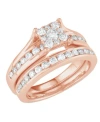 Macy's Diamond Bridal Channel Set (1 Ct. T.w.) In 14k White, Yellow Or Rose Gold In Rose Gold