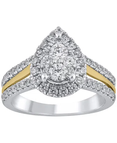 Macy's Diamond Bridal Ring (1 Ct. T.w.) In 14k White And Yellow Gold In Metallic
