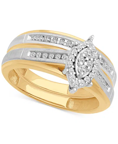 Macy's Diamond Bridal Set (1/4 Ct. T.w.)in 14k Two-tone Gold In Two Tone