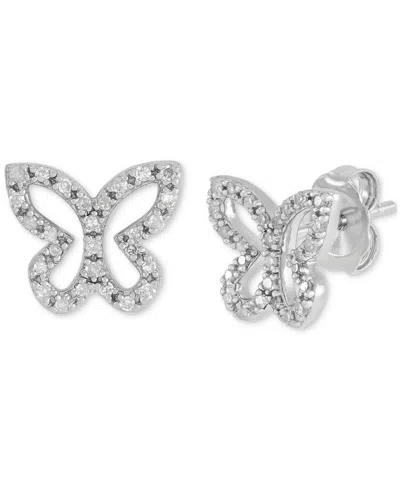 Macy's Diamond Butterfly Stud Earrings (1/6 Ct. T.w.) In Sterling Silver