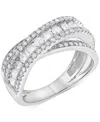 Macy's Diamond Channel-set Crossover Ring (1 Ct. T.w.) In 14k White Gold In White Gold