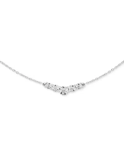 Macy's Diamond Chevron 18" Collar Necklace (1/10 Ct. T.w.) In Sterling Silver