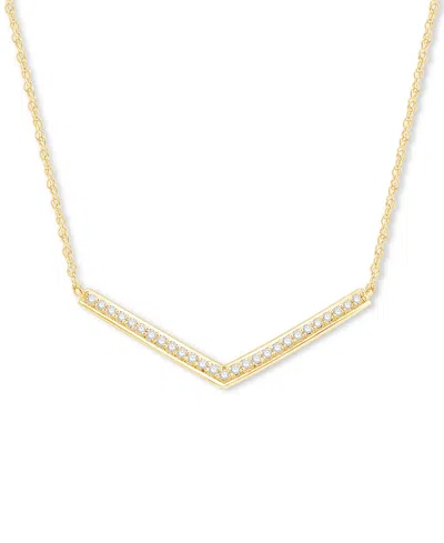 Macy's Diamond Chevron Bar 18" Collar Necklace (1/10 Ct. T.w.) In 10k Gold In Yellow Gold
