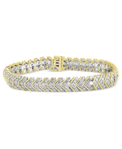 Macy's Diamond Chevron Link Bracelet (7 Ct. T.w.) In 10k Gold In Yellow Gold