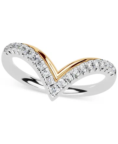 Macy's Diamond Chevron Ring (1/4 Ct. T.w.) In 14k Two-tone Gold In White