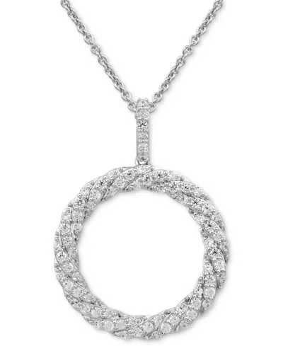 Macy's Diamond Circle 18" Pendant Necklace (1/2 Ct. T.w.) In Sterling Silver