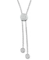 Macy's Diamond Circle Cluster Lariat Necklace (1/4 Ct. T.w.) In Sterling Silver, 16" + 2" Extender In Sterling Silver