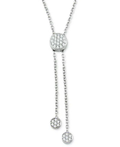 Macy's Diamond Circle Cluster Lariat Necklace (1/4 Ct. T.w.) In Sterling Silver, 16" + 2" Extender