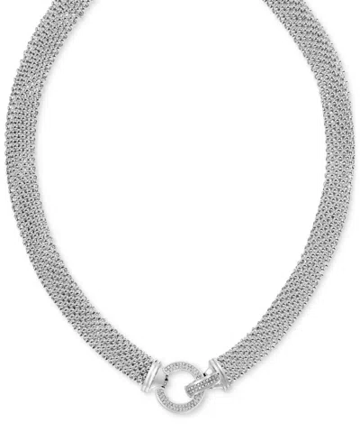 Macy's Diamond Circle Mesh Link 18" Collar Necklace (5/8 Ct. T.w.) In Sterling Silver