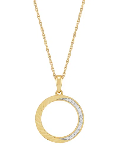 Macy's Diamond Circle Pendant Necklace (1/10 Ct. T.w.) In 14k Gold-plated Sterling Silver, 16" + 2" Extende