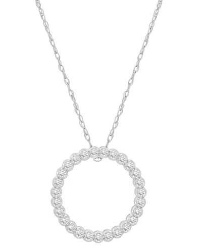 Macy's Diamond Circle Pendant Necklace (1/2 Ct. T.w.) In 10k White Gold In Metallic