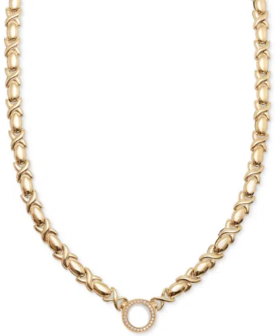 Macy's Diamond Circle Stampato 18" Collar Necklace (1/6 Ct. T.w.) In 14k Gold-plated Sterling Silver