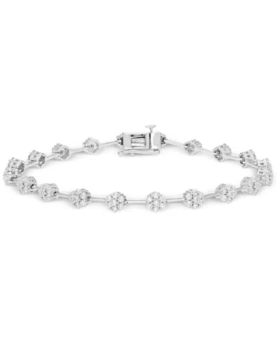 Macy's Diamond Clover Tennis Bracelet (2 Ct. T.w.) In 10k White Gold, Exclusively At