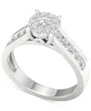 Macy's Diamond Cluster Channel-set Engagement Ring (3/4 Ct. T.w.) In 14k White Gold In White Gold