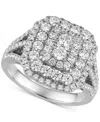Macy's Diamond Cluster Engagement Ring (1-3/4 Ct. T.w) In 14k White Gold In White Gold