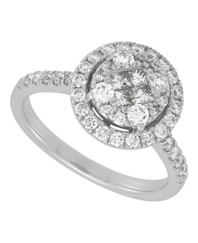 Macy's Diamond Cluster Engagement Ring (1 Ct. T.w.) In 10k White Gold In Silver