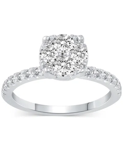 Macy's Diamond Cluster Engagement Ring (1 Ct. T.w) In 14k White Gold