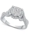 Macy's Diamond Cluster Engagement Ring (3/4 Ct. T.w) In 14k White Gold In White Gold