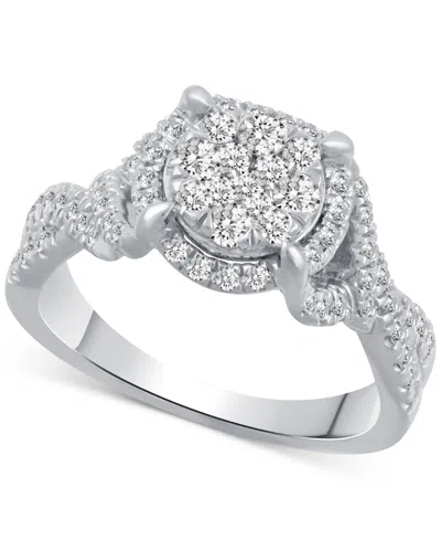 Macy's Diamond Cluster Engagement Ring (3/4 Ct. T.w) In 14k White Gold