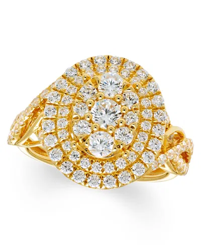 Macy's Diamond Cluster Halo Ring (1-1/2 Ct. T.w.) In 14k Yellow Gold