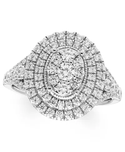 Macy's Diamond Cluster Halo Ring (1 Ct. T.w.) In 14k White Gold In Gray