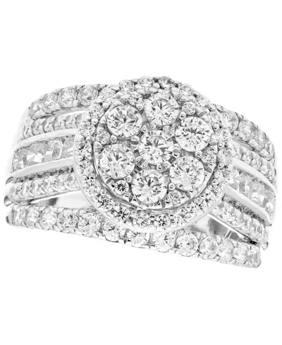 Macy's Diamond Cluster Halo Ring (2 Ct. T.w.) In 10k White Gold In Silver