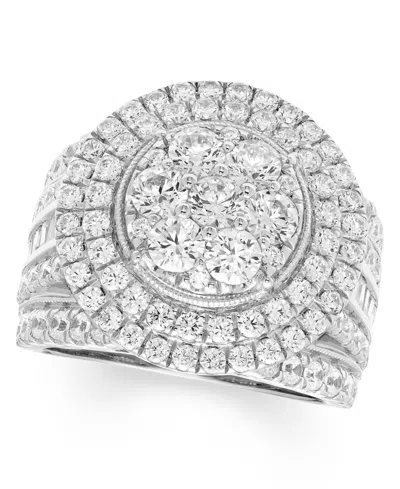 Macy's Diamond Cluster Halo Ring (3 Ct. T.w.) In 14k White Gold In Silver