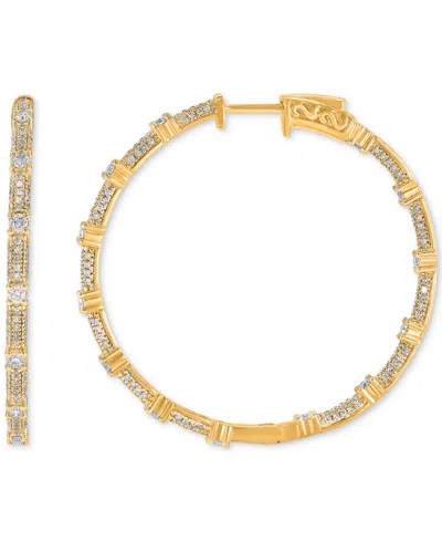 Macy's Diamond Cluster Hoop Earrings (1-1/2 Ct. T.w.) In 14k Gold In Yellow Gold