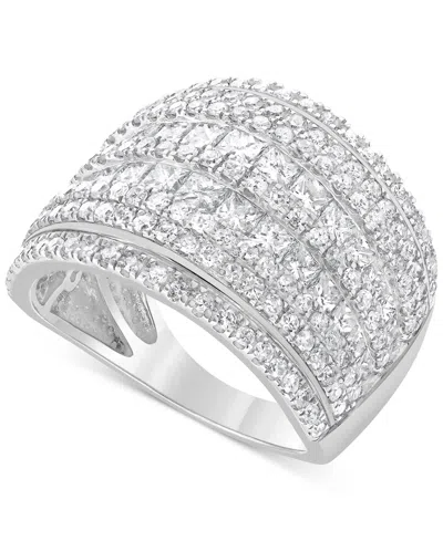 Macy's Diamond Cluster Multi Row Ring (3 Ct. T.w.) In 14k White Gold