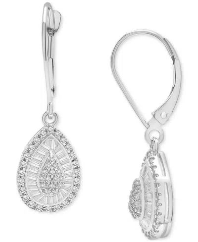 Macy's Diamond Cluster Pear-shape Drop Earrings (1/2 Ct. T.w.) In 14k White Gold, Exclusively At