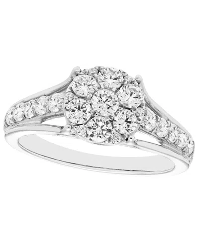 Macy's Diamond Cluster Ring (1 Ct. T.w.) In 10k White Gold In Silver