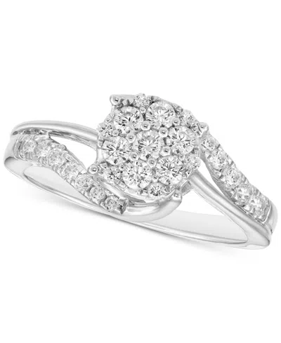 Macy's Diamond Cluster Ring (1/2 Ct. T.w.) In 10k White Gold In Metallic