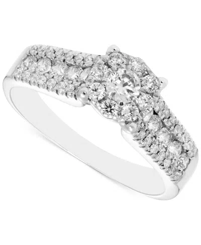 Macy's Diamond Cluster Ring (3/4 Ct. T.w.) In 14k White Gold In Metallic