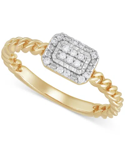 Macy's Diamond Cluster Rope Style Ring (1/10 Ct. T.w.) In 14k Gold-plated Sterling Silver