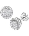 Macy's Diamond Cluster Round Stud Earrings (1/2 Ct. T.w.) In 10k White Gold In White Gold