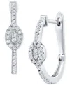 Macy's Diamond Cluster Small Hoop Earrings (1/3 Ct. T.w.) In 10k White Gold In Gold